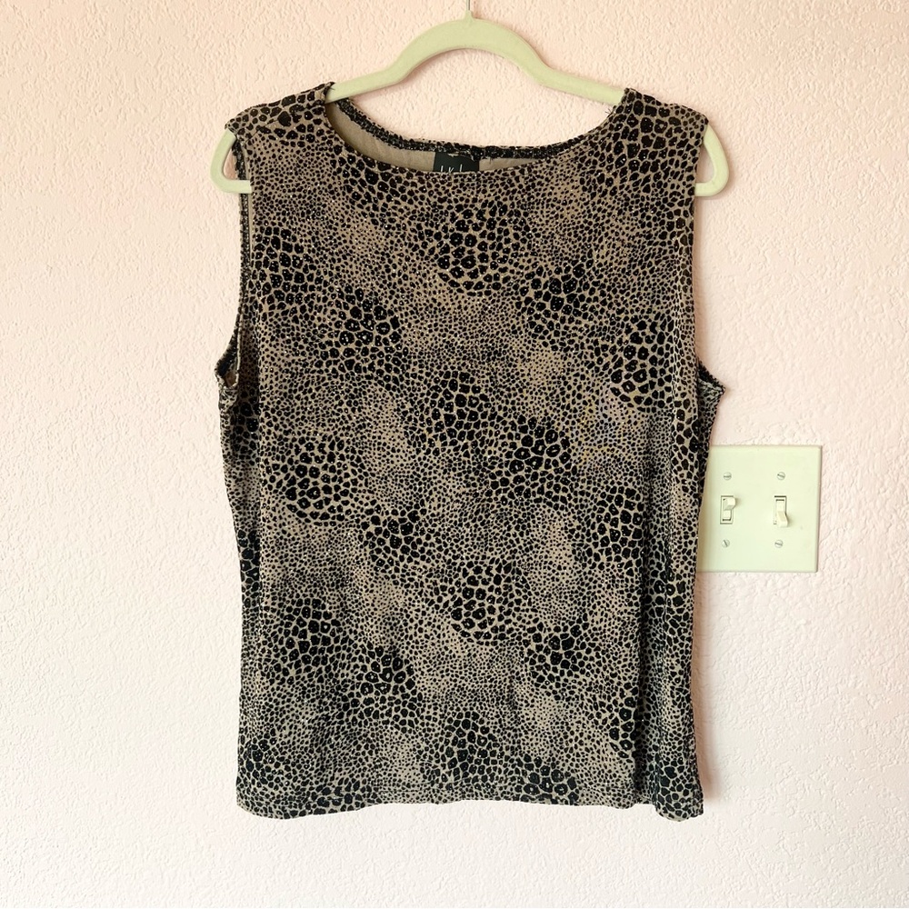 Vintage 90s Y2K mcbling animal print leopard cheetah glitter clubbing party top